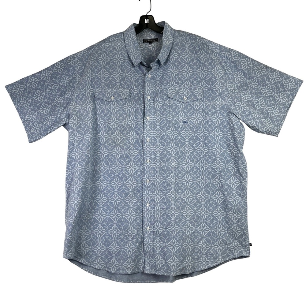 Roper Button Down Shirt Mens 4XLT Blue Geometric‎ Western Cowboy 302-625-216BU